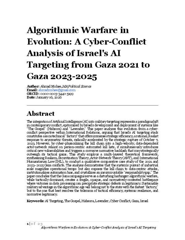 (PDF) Algorithmic Warfare in Evolution: A Cyber-Conflict Analysis of ...
