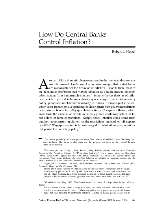(PDF) How Do Central Banks Control Inflation