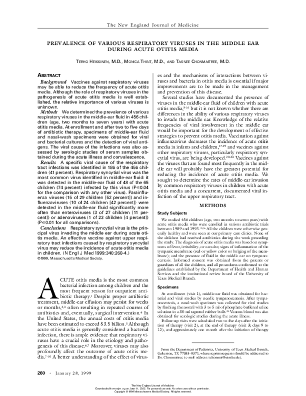 (PDF) Prevalence of Various Respiratory Viruses in the Middle Ear ...
