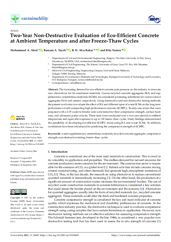 (PDF) Two-Year Non-Destructive Evaluation of Eco-Efficient Concrete at ...