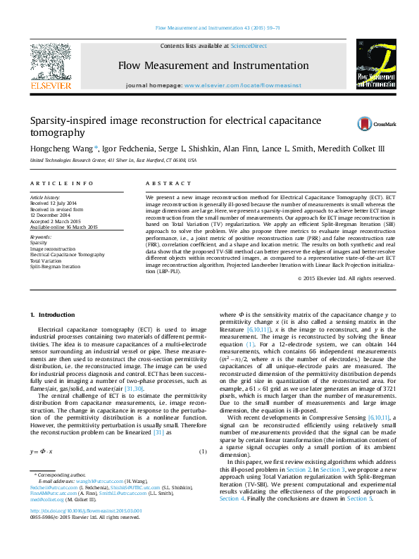 (PDF) Sparsity-inspired image reconstruction for electrical capacitance ...