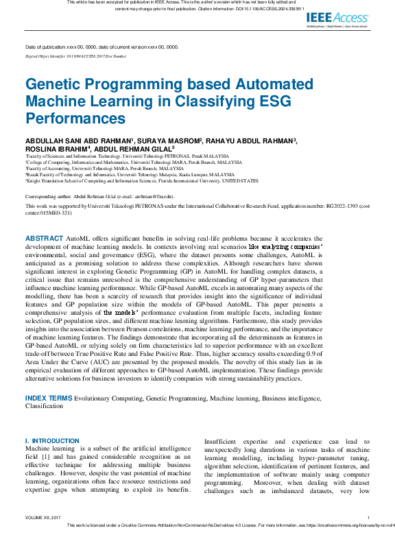 (PDF) Genetic Programming based Automated Machine Learning in ...