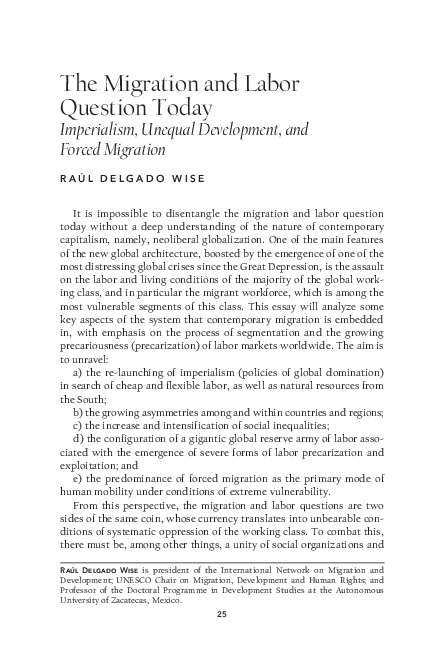 (PDF) The Migration and Labor Question Today: Imperialism, Unequal ...
