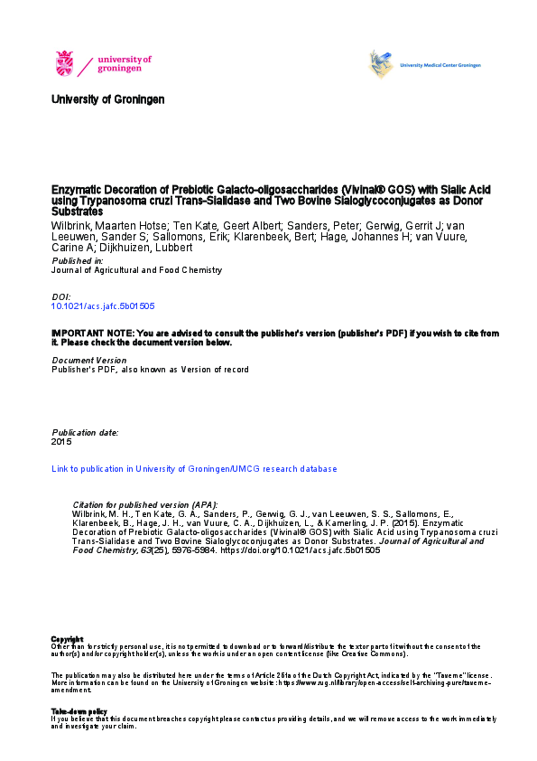 (PDF) Enzymatic Decoration of Prebiotic Galacto-oligosaccharides ...
