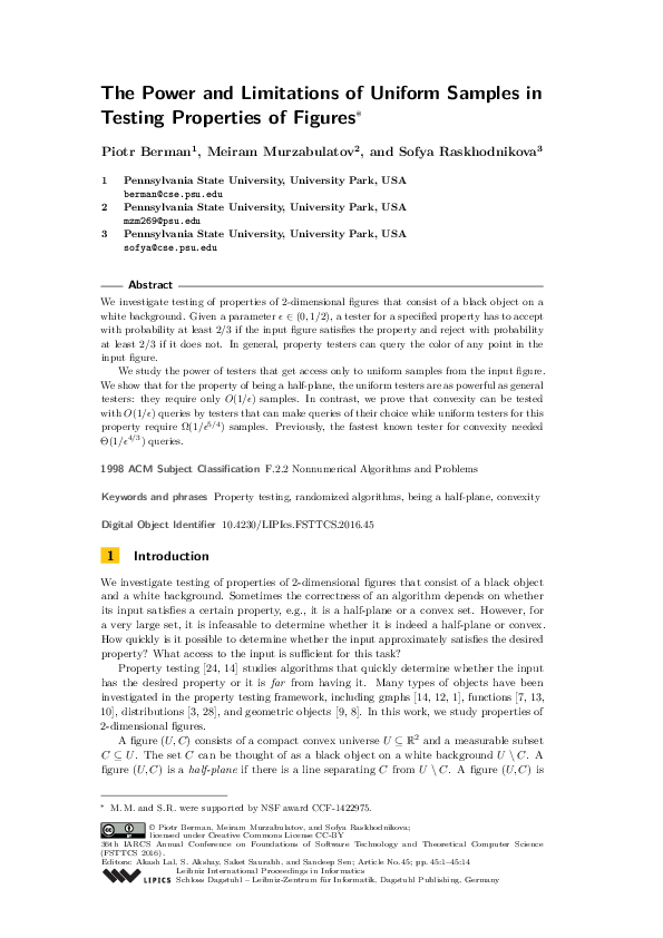 (PDF) The Power and Limitations of Uniform Samples in Testing ...
