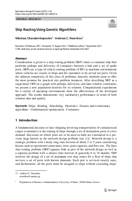 (PDF) Ship Routing Using Genetic Algorithms