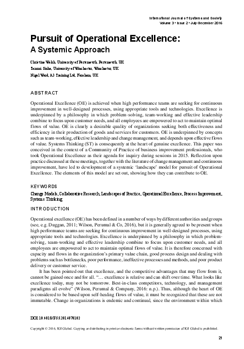 (PDF) Pursuit of Operational Excellence