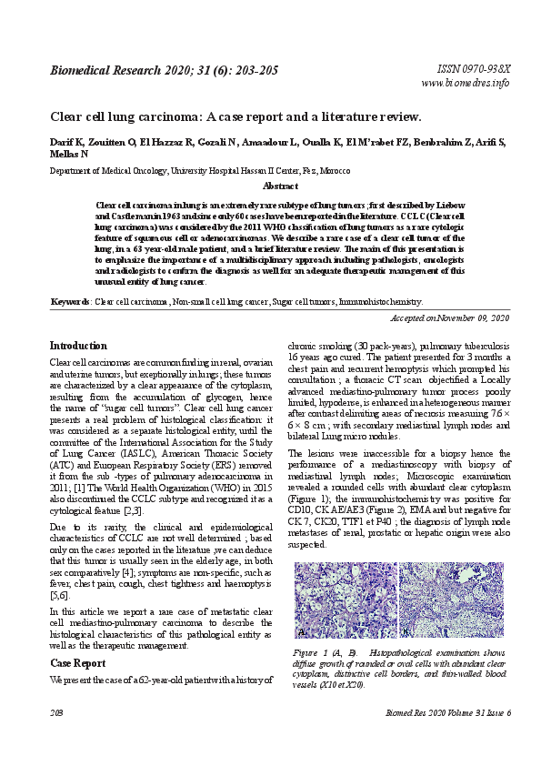 (PDF) Clear cell lung carcinoma: A case report and a literature review