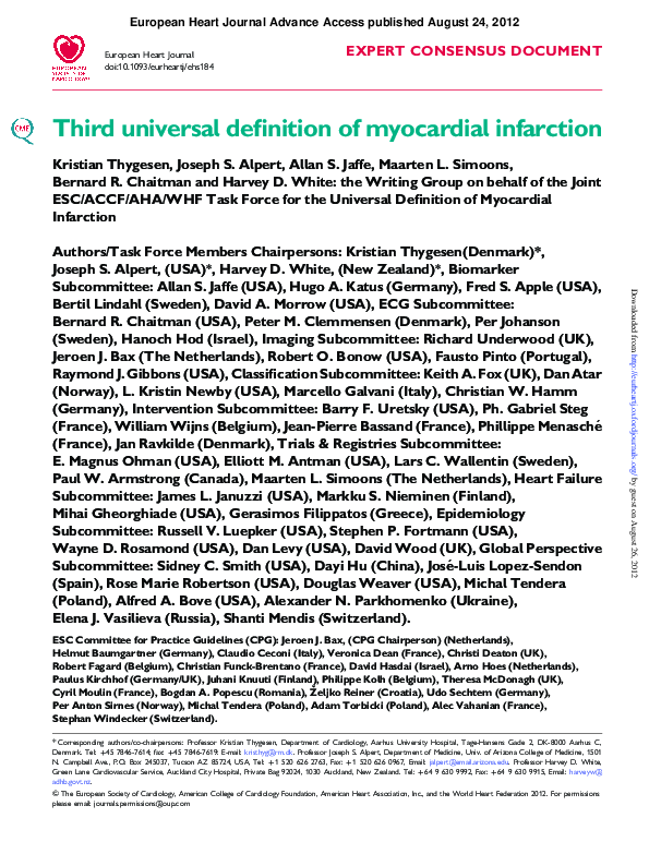 (PDF) Third universal definition of myocardial infarction