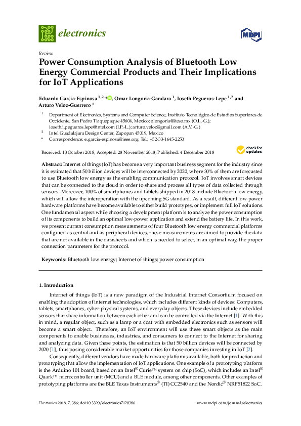 (PDF) Power Consumption Analysis of Bluetooth Low Energy Commercial ...