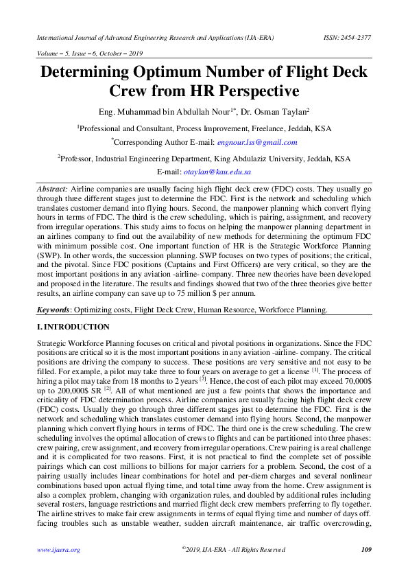 (PDF) Determining Optimum Number of Flight Deck Crew from HR Perspective