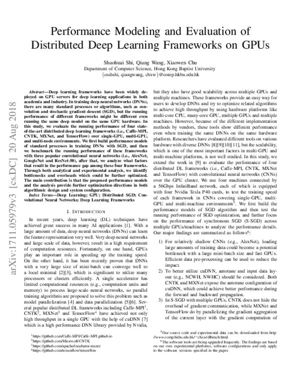 (PDF) Performance Modeling and Evaluation of Distributed Deep Learning ...