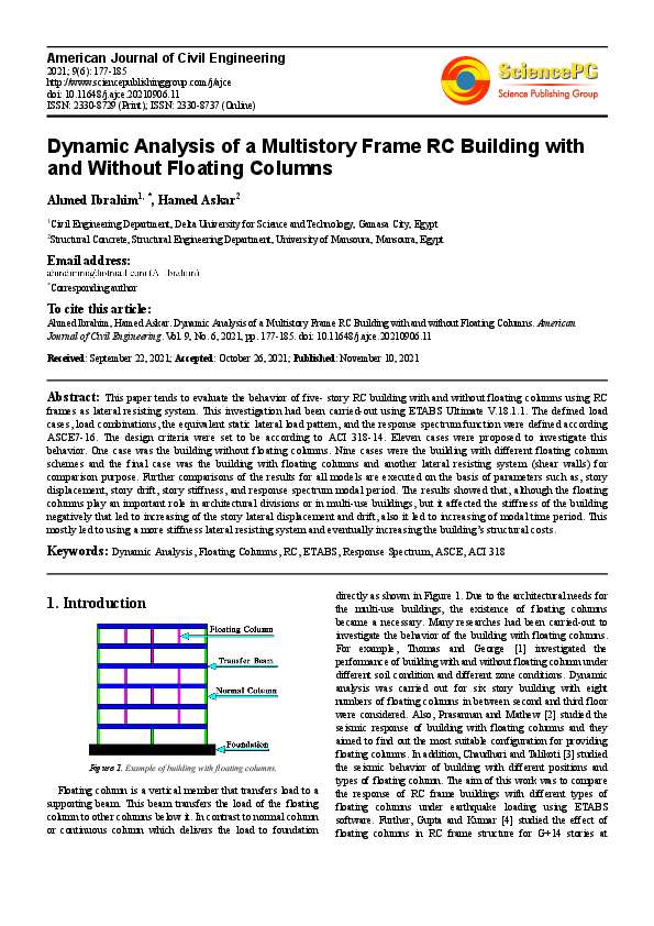 (PDF) Dynamic Analysis of a Multistory Frame RC Building with and ...