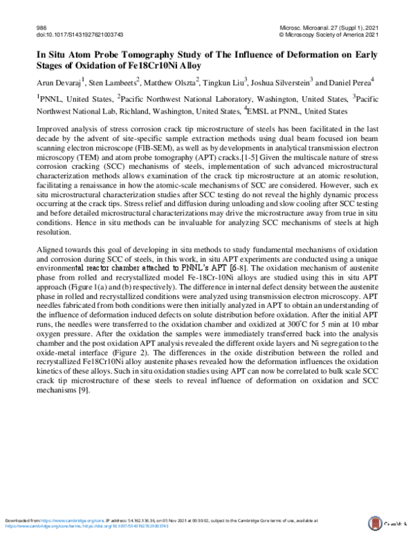 (PDF) In Situ Atom Probe Tomography Study of The Influence of ...