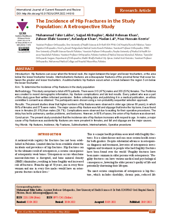 (PDF) The Incidence of Hip Fractures in the Study Population: A ...