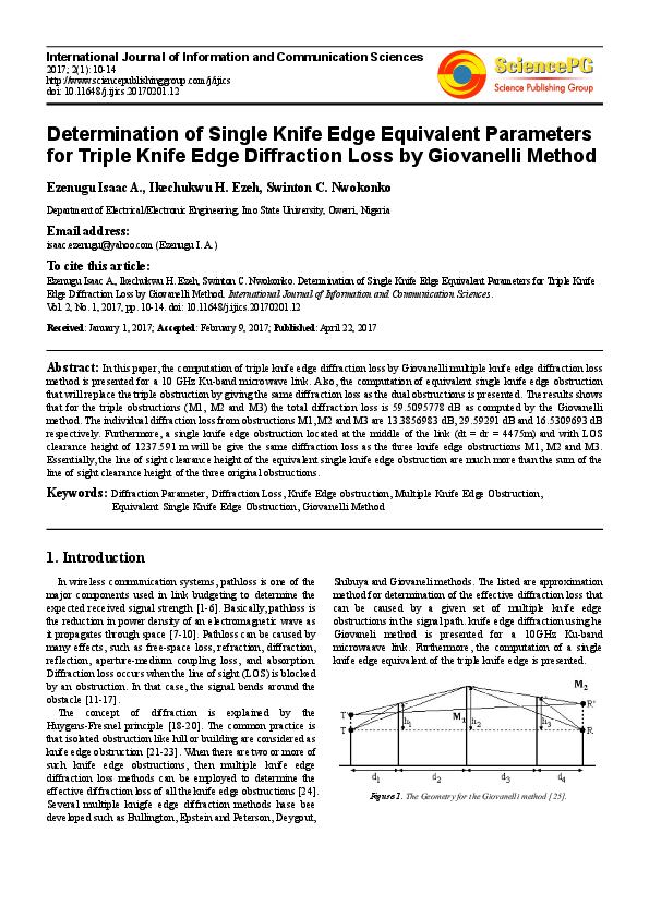 (PDF) Determination of Single Knife Edge Equivalent Parameters for ...