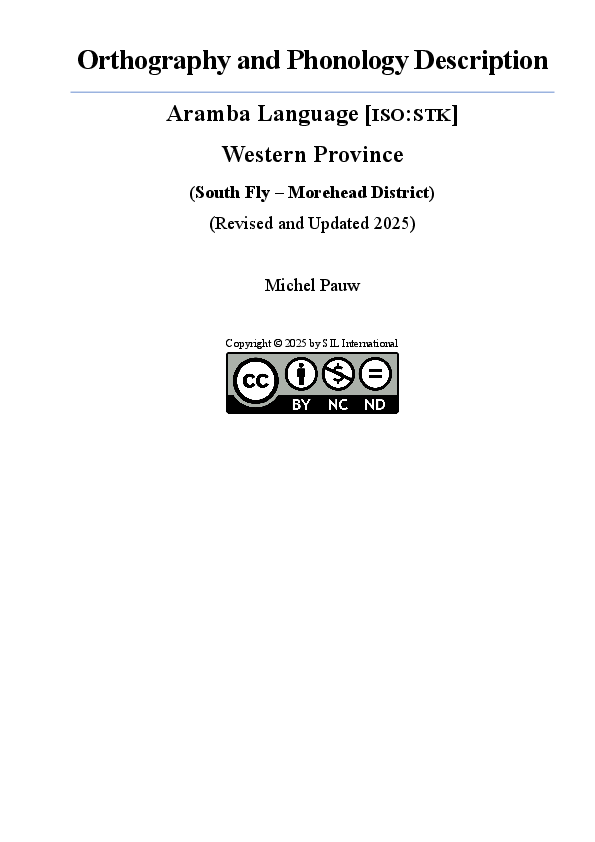 (PDF) Orthography and Phonology Description Aramba Language [ISO:STK ...