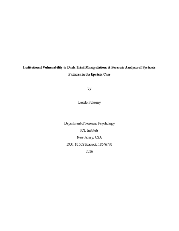 (PDF) Institutional Vulnerability to Dark Triad Manipulation: A ...
