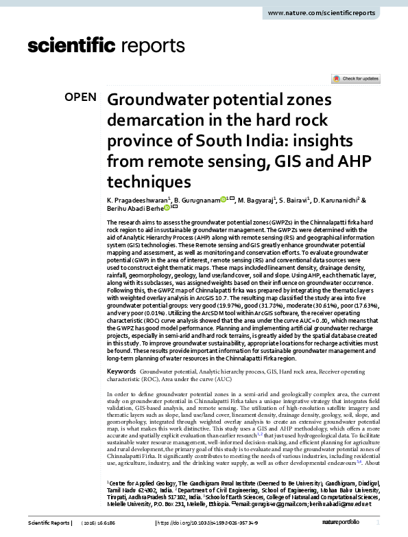 (PDF) Groundwater potential zones demarcation in the hard rock province ...