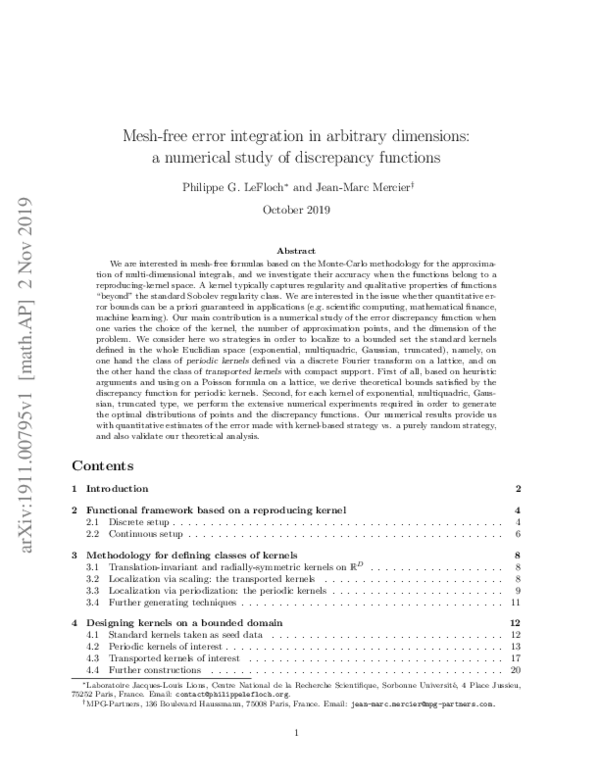 (PDF) Mesh-free error integration in arbitrary dimensions: a numerical ...