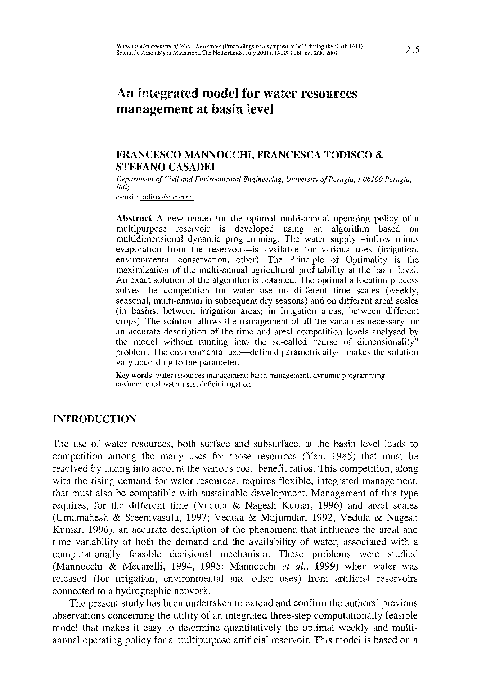(PDF) An integrated model for water resources management at basin level