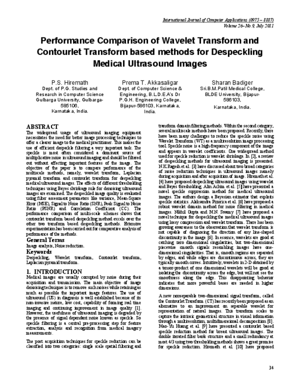 (PDF) Performance Comparison of Wavelet Transform and Contourlet ...