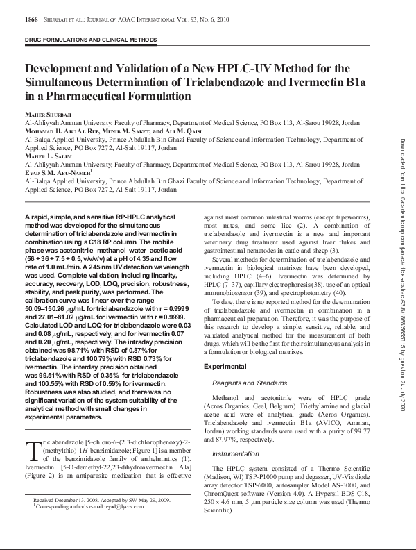 (PDF) Development and validation of a new HPLC-UV method for the ...