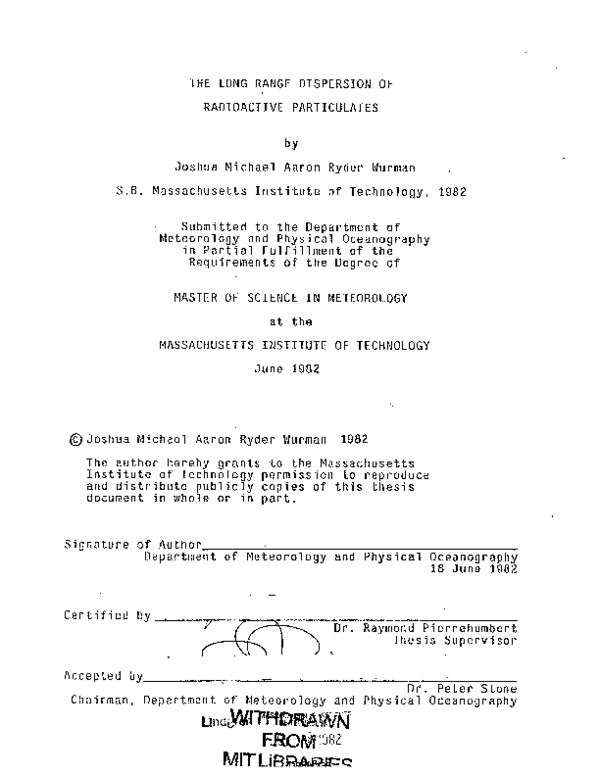 (PDF) The long range dispersion of radioactive particulates