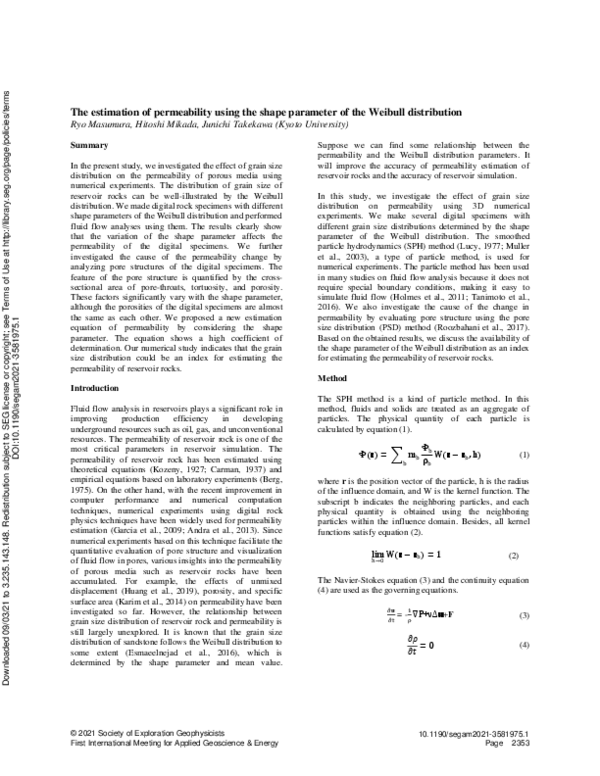 (PDF) The estimation of permeability using the shape parameter of the ...