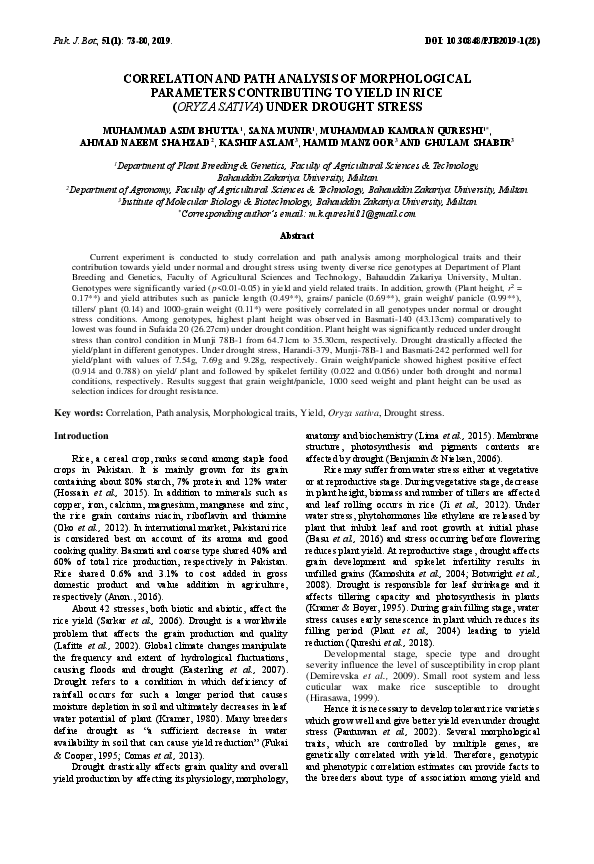(PDF) Correlation and path analysis of morphological parameters ...