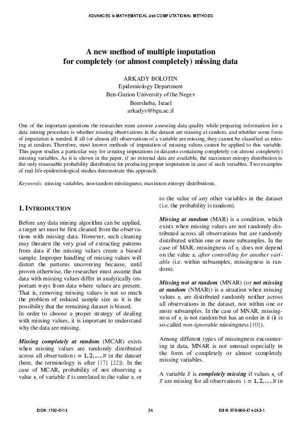 (PDF) A new method of multiple imputation for completely (or almost ...