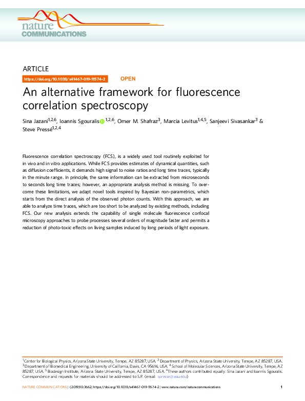 (PDF) An alternative framework for fluorescence correlation spectroscopy