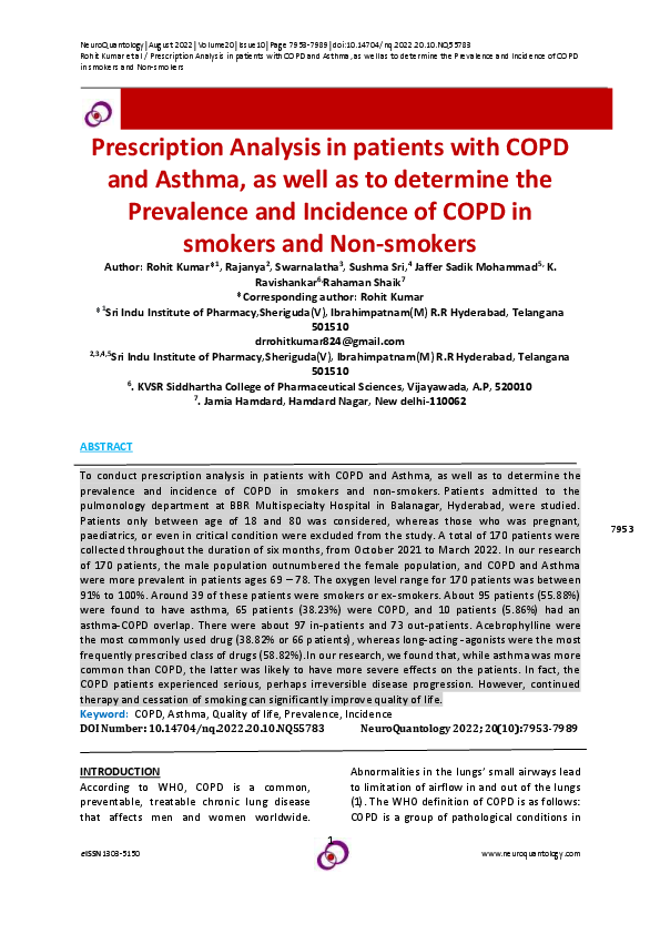 (PDF) Prescription Analysis in patients with COPD and Asthma, as well ...