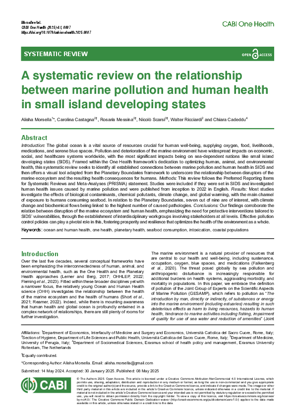 (PDF) A systematic review on the relationship between marine pollution ...