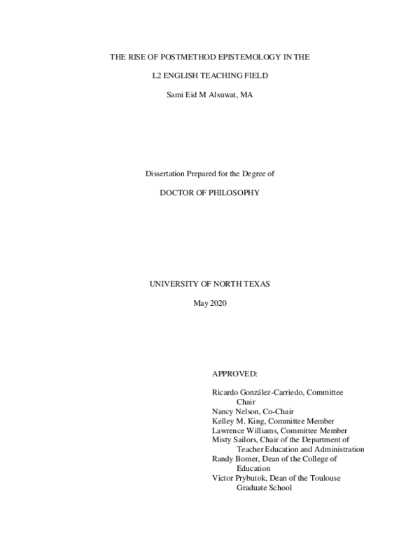 (PDF) The Rise of Postmethod Epistemology in the L2 English Teaching Field