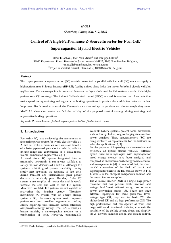 (PDF) Control of A high-Performance Z-Source Inverter for Fuel Cell ...