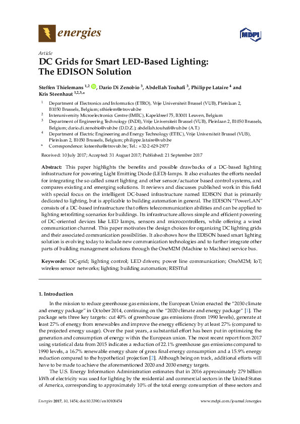 (PDF) DC Grids for Smart LED-Based Lighting: The EDISON Solution