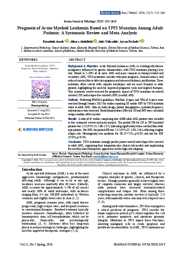 (PDF) Prognosis of Acute Myeloid Leukemia Based on TP53 Mutation Among ...
