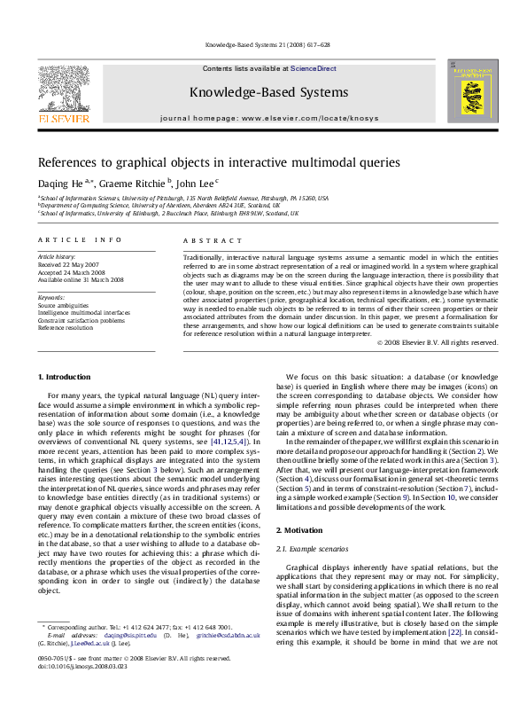 (PDF) References to graphical objects in interactive multimodal queries
