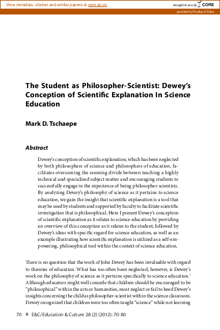 (PDF) The Student as Philosopher-Scientist: Dewey's Conception of ...