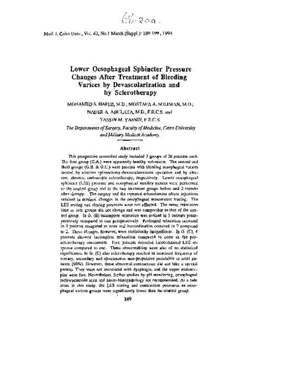 (PDF) Lower Oesophageal Sphincter Pressure Changes After Treatment of ...