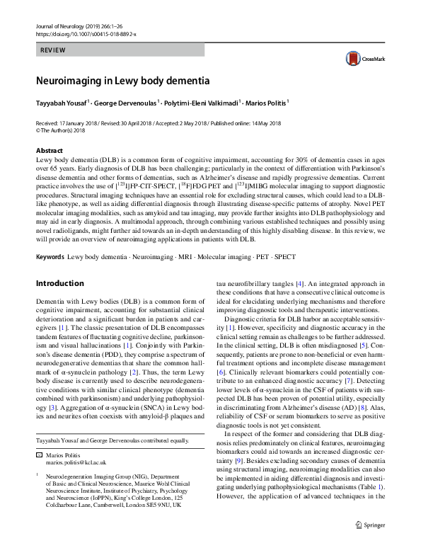 (PDF) Neuroimaging in Lewy body dementia