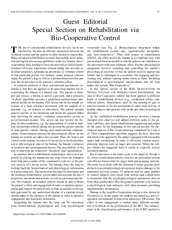 (PDF) Guest Editorial Special Section on Rehabilitation via Bio ...