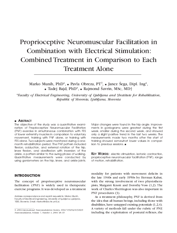 (PDF) Proprioceptive Neuromuscular Facilitation in Combination with ...