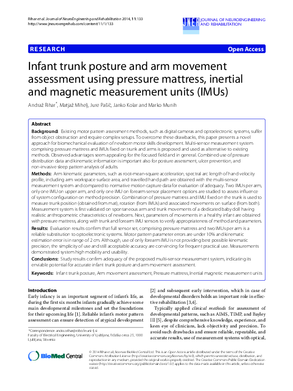 (PDF) Infant trunk posture and arm movement assessment using pressure ...