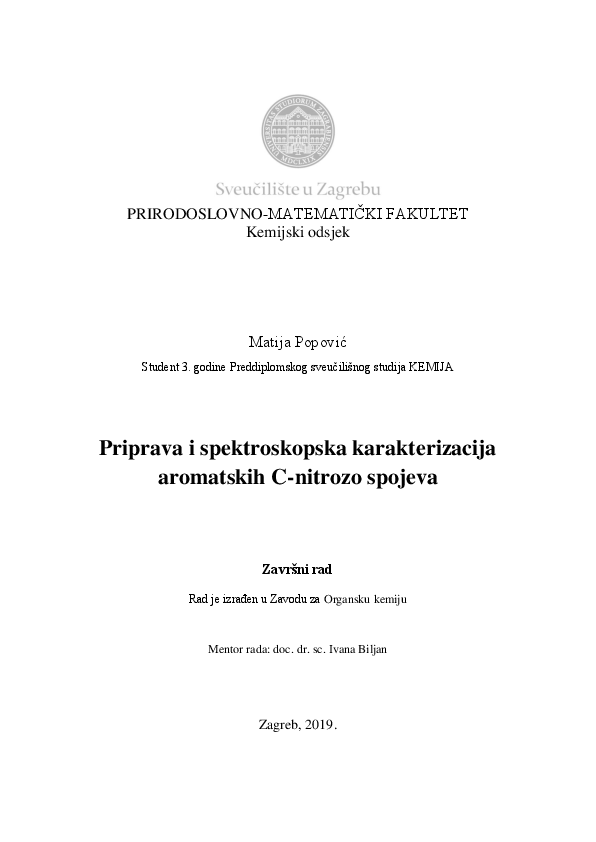 (PDF) Priprava i spektroskopska karakterizacija aromatskih C-nitrozo ...