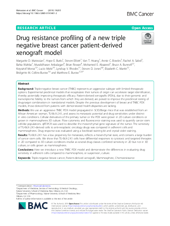 (PDF) Drug resistance profiling of a new triple negative breast cancer ...