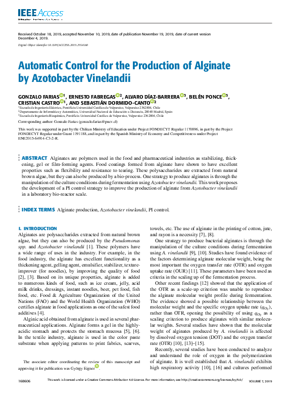 (PDF) Automatic Control for the Production of Alginate by Azotobacter ...