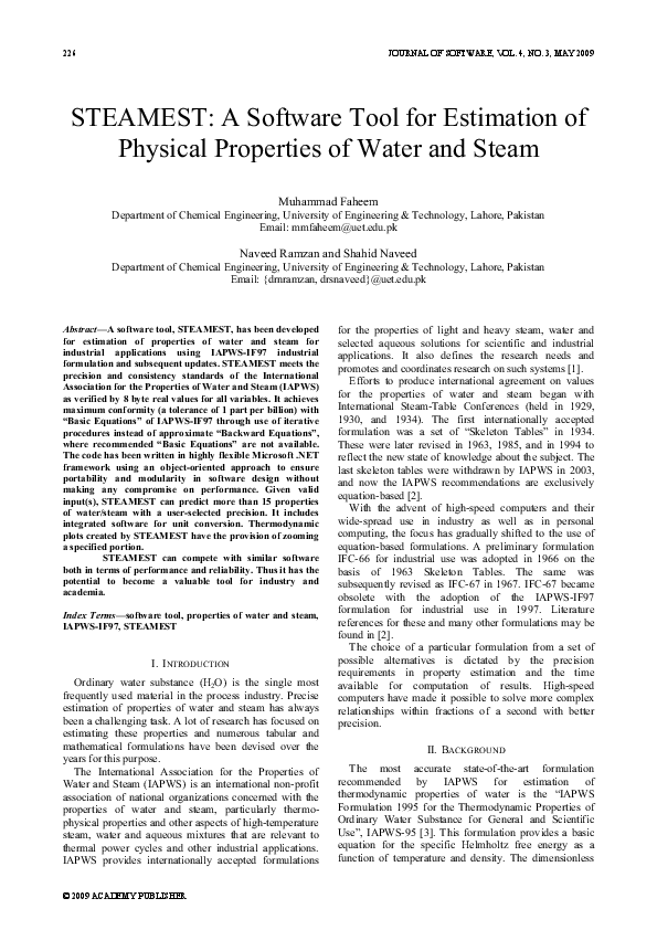 (PDF) STEAMEST: A Software Tool for Estimation of Physical Properties ...