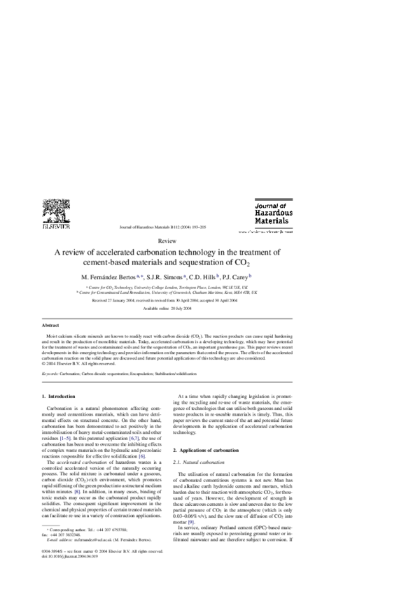 (PDF) A review of accelerated carbonation technology in the treatment ...